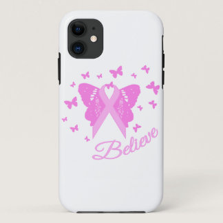 Pink Ribbon Butterfly Awareness iPhone 11 Case