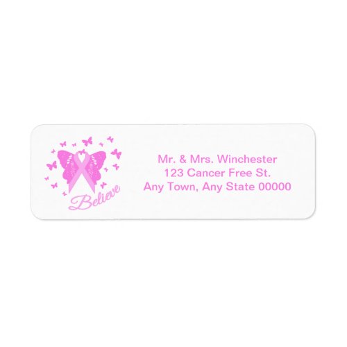 Pink Ribbon Butterfly Awareness Label