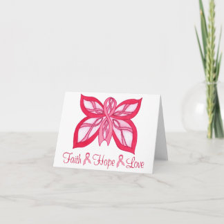 Pink Ribbon Butterfly - Blank Notecard