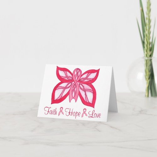 Pink Ribbon Butterfly _ Blank Notecard