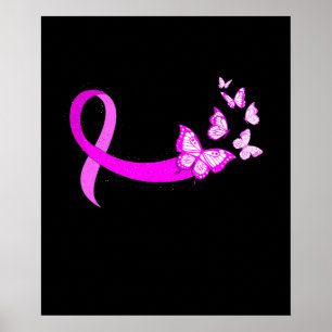 Pink Ribbon Butterfly Breast Cancer Awareness Poster