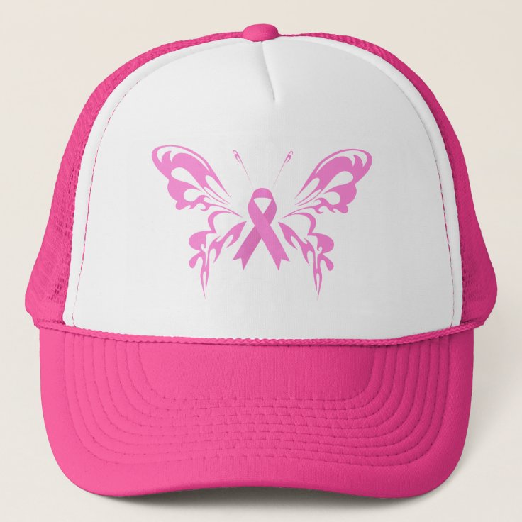 Pink Ribbon Butterfly Breast Cancer | Hat | Zazzle