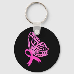 Pink Ribbon Butterfly _ Breast Cancer Keychain