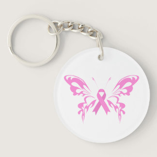 Pink Ribbon Butterfly Breast Cancer | Keychain