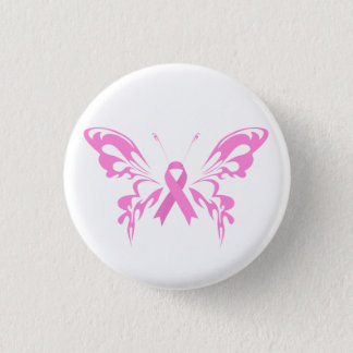 Pink Ribbon Butterfly Breast Cancer | Pin Button