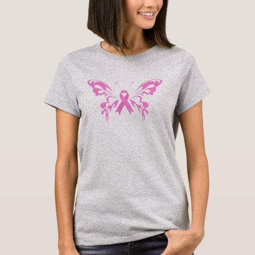 Pink Ribbon Butterfly Breast Cancer  Shirt