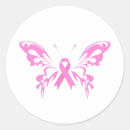 Pink Ribbon Butterfly Breast Cancer  Sticker