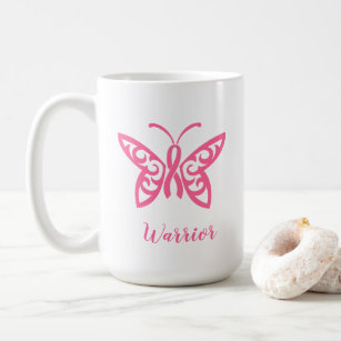 Pink Ribbon Butterfly Breast Cancer Warrior Coffee Mug