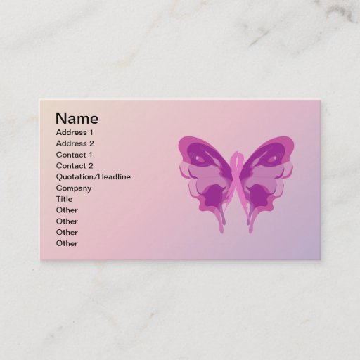 Customizable PINK RIBBON BUTTERFLY BUSINESS CARDS
