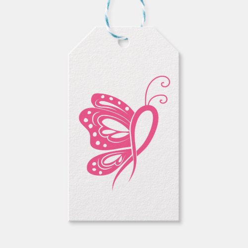 Pink Ribbon Butterfly Fighter Breast Cancer  Gift Tags