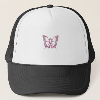 Pink Ribbon Butterfly flower Breast Cancer Awarene Trucker Hat