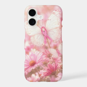 Pink Ribbon Butterfly in Daisy Garden iPhone 17 Case