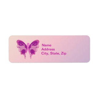 PINK RIBBON BUTTERFLY LABEL