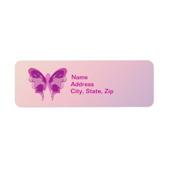 Pink Ribbon Butterfly Label by manewind at Zazzle