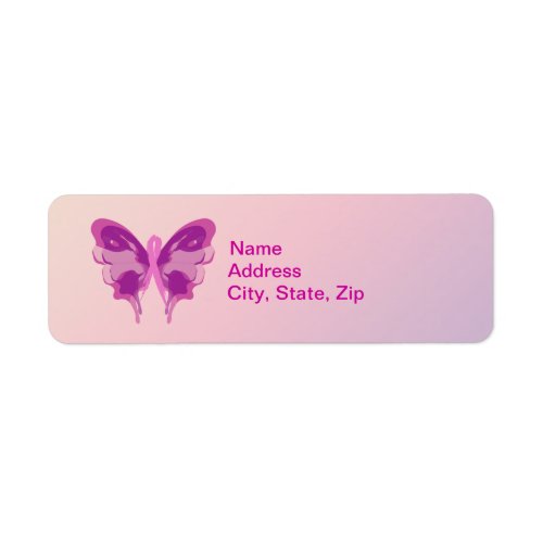 PINK RIBBON BUTTERFLY LABEL