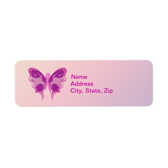 PINK RIBBON BUTTERFLY LABEL (Front)