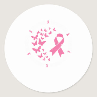 Pink Ribbon Butterfly Warrior Cute Breast Cancer Classic Round Sticker