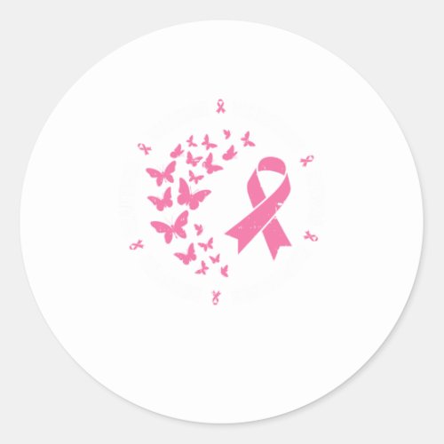 Pink Ribbon Butterfly Warrior Cute Breast Cancer Classic Round Sticker