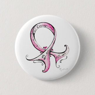 Pink Ribbon Button