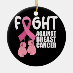 Pink Ribbon Cancer Awareness Breast Cancer Fight  Ceramic Ornament