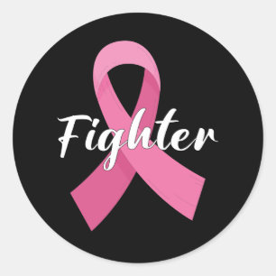Pink Ribbon Cancer Awareness Breast Cancer Fighter Classic Round Sticker