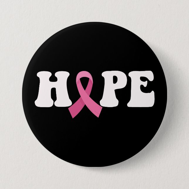 Pink Ribbon Cancer Awareness Breast Cancer Hope  Button (Front)