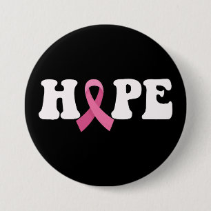 Pink Ribbon Cancer Awareness Breast Cancer Hope Button