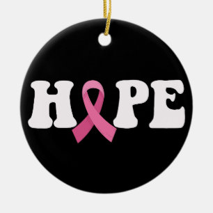 Pink Ribbon Cancer Awareness Breast Cancer Hope  Ceramic Ornament