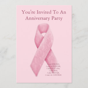 Pink Ribbon Cancer Free Anniversary Invitation