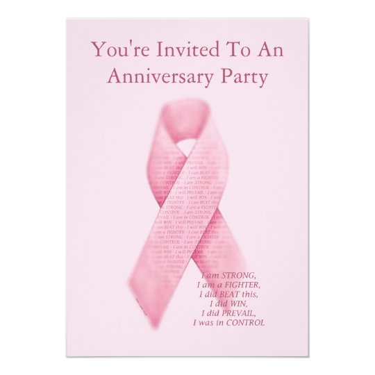 Pink Ribbon Cancer Free Anniversary Invitation
