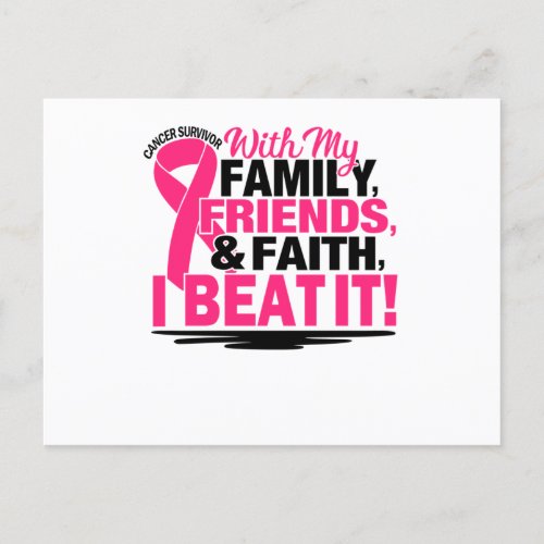 Pink Ribbon Cancer Survivor Friends Family And Fai Announcement Postcard