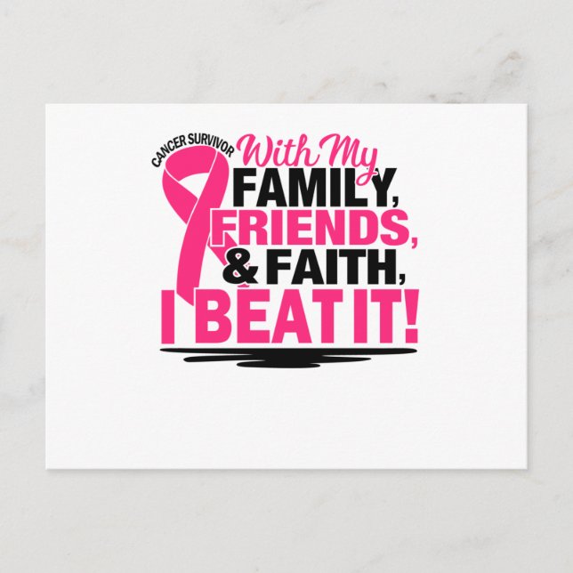 Pink Ribbon Cancer Survivor Friends Family And Fai Invitation Postcard (Front)