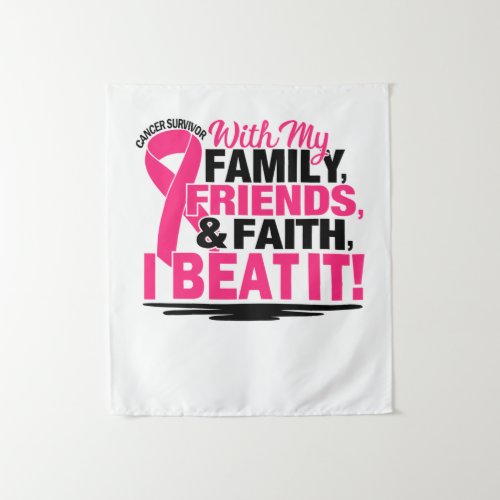 Pink Ribbon Cancer Survivor Friends Family And Fai Tapestry