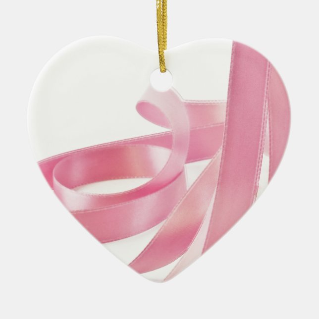 Pink Ribbon Ceramic Ornament (Front)