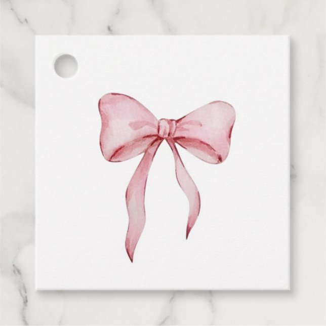Pink Ribbon Charm Favor Tags (Front)
