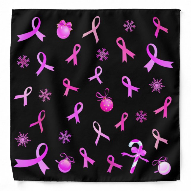 Pink Ribbon Christmas Bandana (Front)