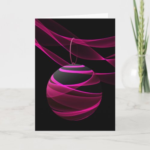 Pink Ribbon Christmas Celebration Holiday Card