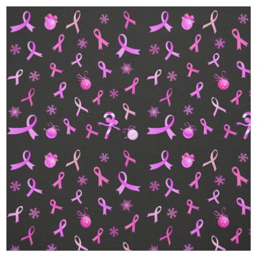 Pink Ribbon Christmas Fabric