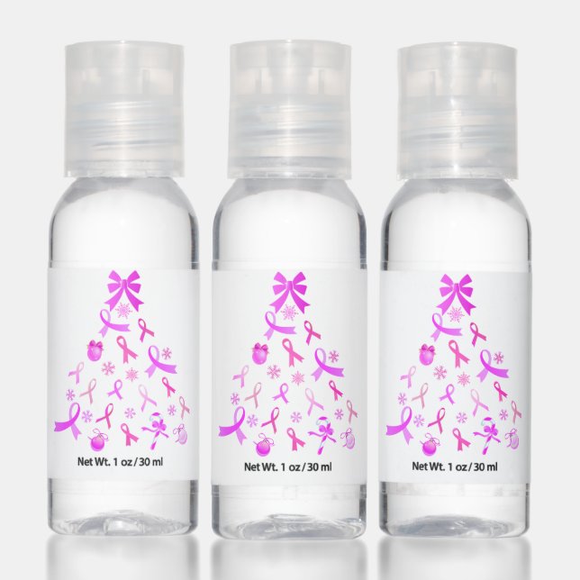 Pink Ribbon Christmas Tree Hand Sanitizer (Set)