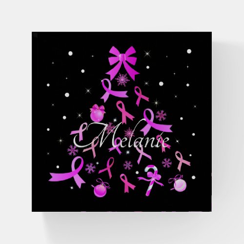Pink Ribbon Christmas Tree Paperweight
