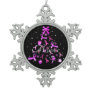 Pink Ribbon Christmas Tree Snowflake Pewter Christmas Ornament