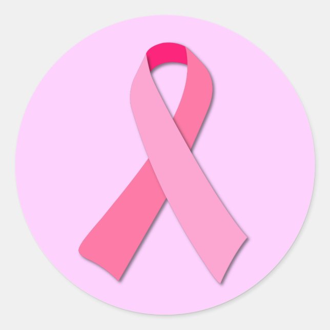 Pink Ribbon Classic Round Sticker (Front)