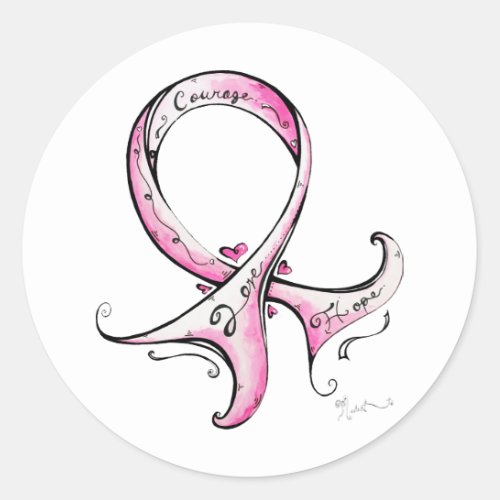 Pink Ribbon Classic Round Sticker