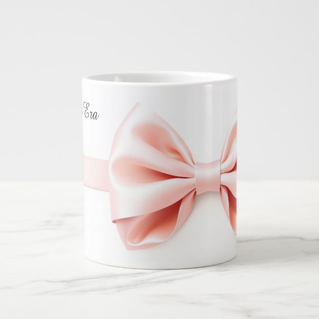 Pink Ribbon Coquette Aesthetic Valentine Giant Coffee Mug (Front)