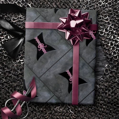 Pink Ribbon Corset  Black Breast Cancer Awareness Wrapping Paper