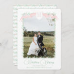 Pink Ribbon Crest Greenery Vintage Christmas Photo Holiday Card<br><div class="desc">Pink Ribbon Crest Greenery Vintage Christmas Photo Holiday Card. This beautiful Christmas Photo Card features watercolor greenery with a soft pink ribbon and crest as a frame for one photo. It is perfect if you are looking for classic, southern, grandmillenial Christmas photo card. Message me for any need adjustments or...</div>