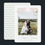 Pink Ribbon Crest Greenery Vintage Christmas Photo Holiday Card<br><div class="desc">Pink Ribbon Crest Greenery Vintage Christmas Photo Holiday Card. This beautiful Christmas Photo Card features watercolor greenery with a soft pink ribbon and crest as a frame for one photo. It is perfect if you are looking for classic, southern, grandmillenial Christmas photo card. Message me for any need adjustments or...</div>