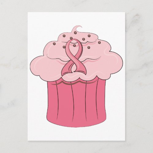 Pink Ribbon Cupcake Breast Cancer Postcard