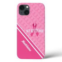 Pink Ribbon Custom Breast Cancer Survivor iPhone 13 Case