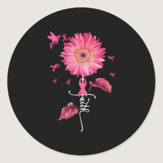 Pink Ribbon Daisy Faith - Breast Cancer Awareness  Classic Round Sticker
